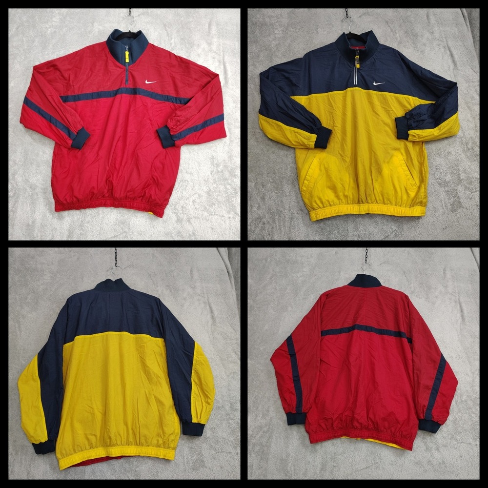 Vintage Nike Windbreaker Pullover Jacket Mens XL Reversible Bright Color Pockets